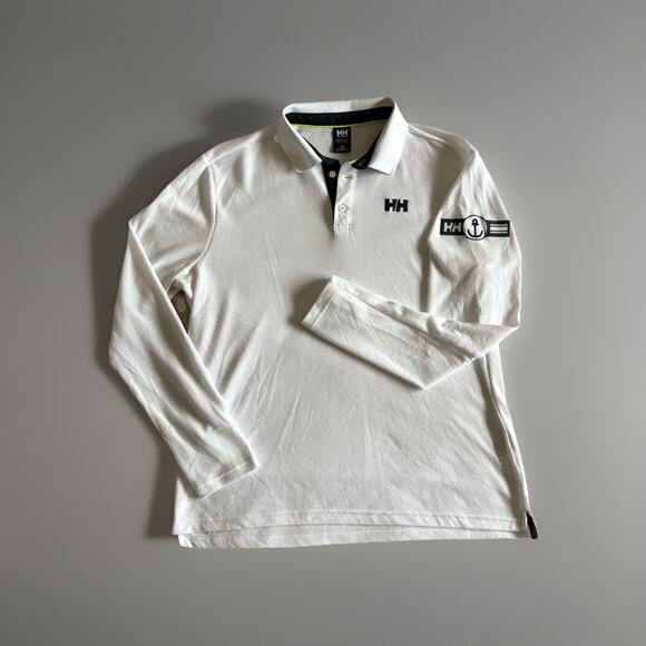 Helly Hansen Men’s Skagen Quickdry Rugger Rugby Polo Shirt - Large White Sailing - Picture 2 of 13